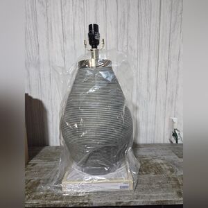 allen + roth Mix Match 18-in Navy/Gray Plug-in 3-way Resin Lamp Base